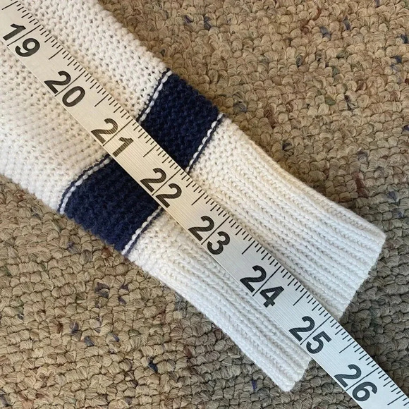 OldNavy Lose Knit Long Sleeve Cardigan Sweater Lady Sz Sp White Navy Linen Blend - Picture 3 of 9